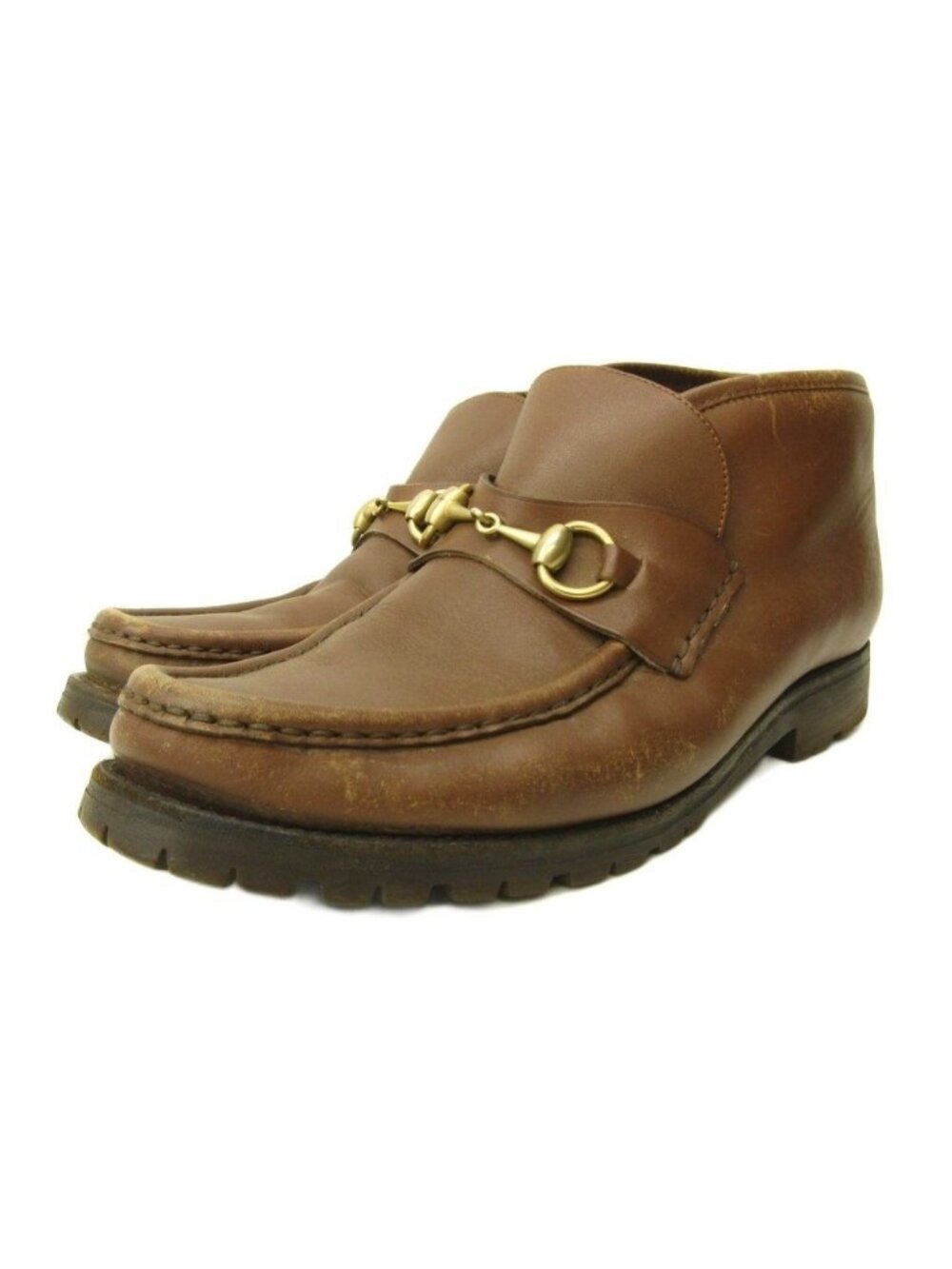Gucci Horsebit Chukka Boots Shoes Leather Brown 41